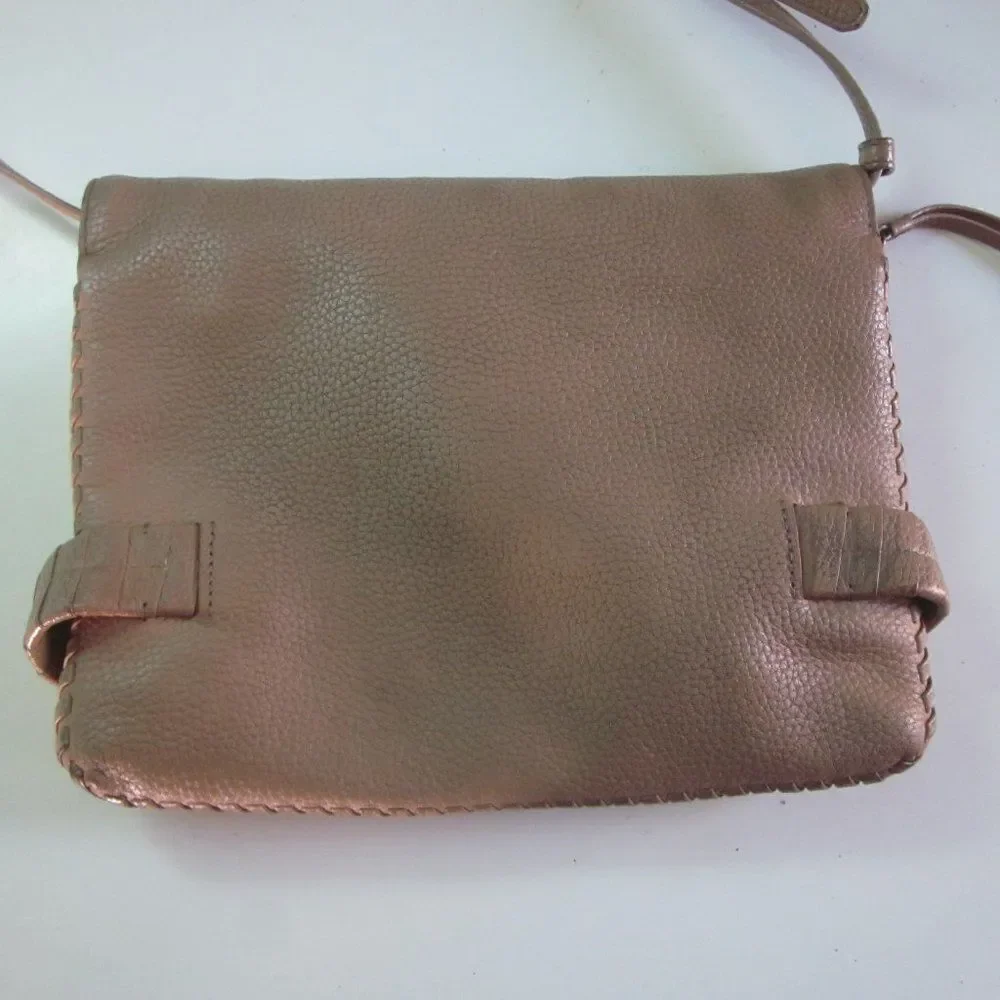 Allsaints Club Medium Clutch Crossbody Purse Tan Pebbled Leather
